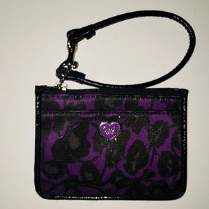 Coach "Daisy," skinny Ocelot-patterned wristlet ID holder